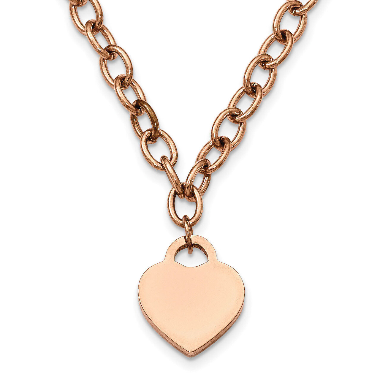 Rose IP-Plated with .5 Inch Extender Heart Necklace Stainless Steel Polished SRN2235-16 by Chisel, …