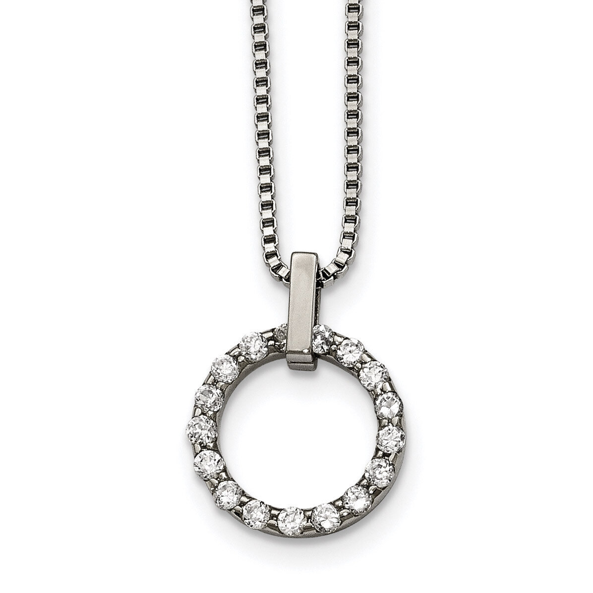 Circle CZ Necklace Stainless Steel Polished SRN2258-18 by Chisel, MPN: SRN2258-18, 191101559815