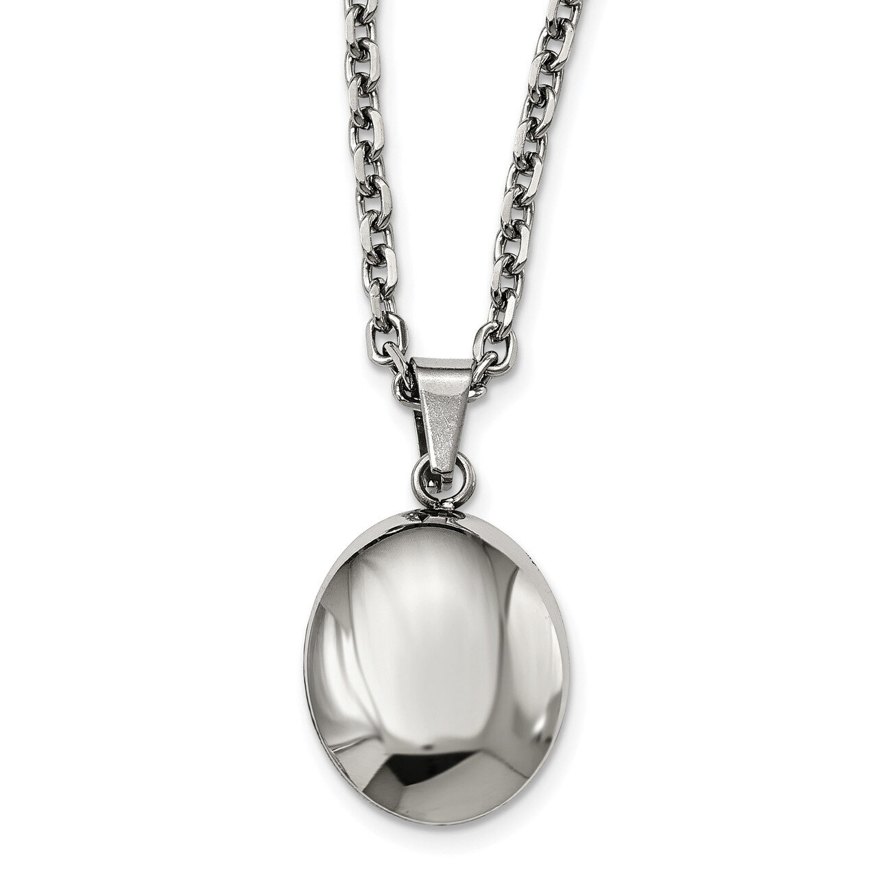 Hollow Puff Oval Necklace Stainless Steel Polished SRN2265-18 by Chisel, MPN: SRN2265-18, 191101559…