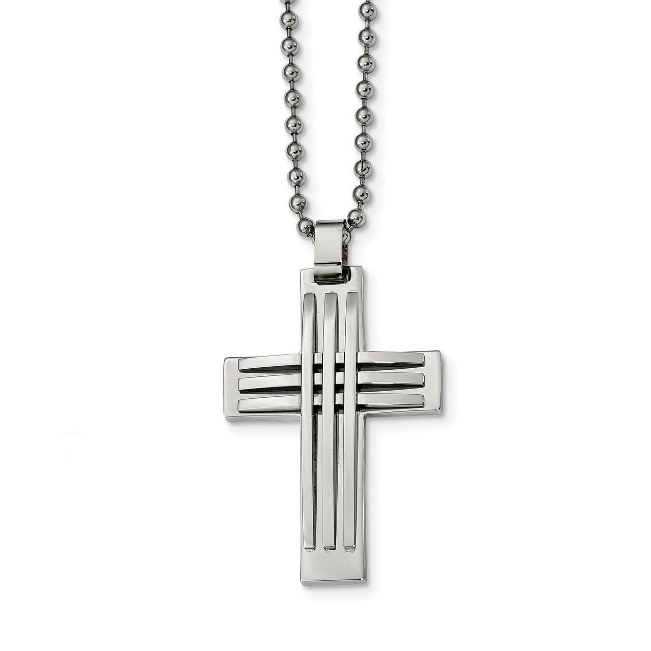 Cross Necklace Stainless Steel Polished SRN2420-22 by Chisel, MPN: SRN2420-22, 191101673306