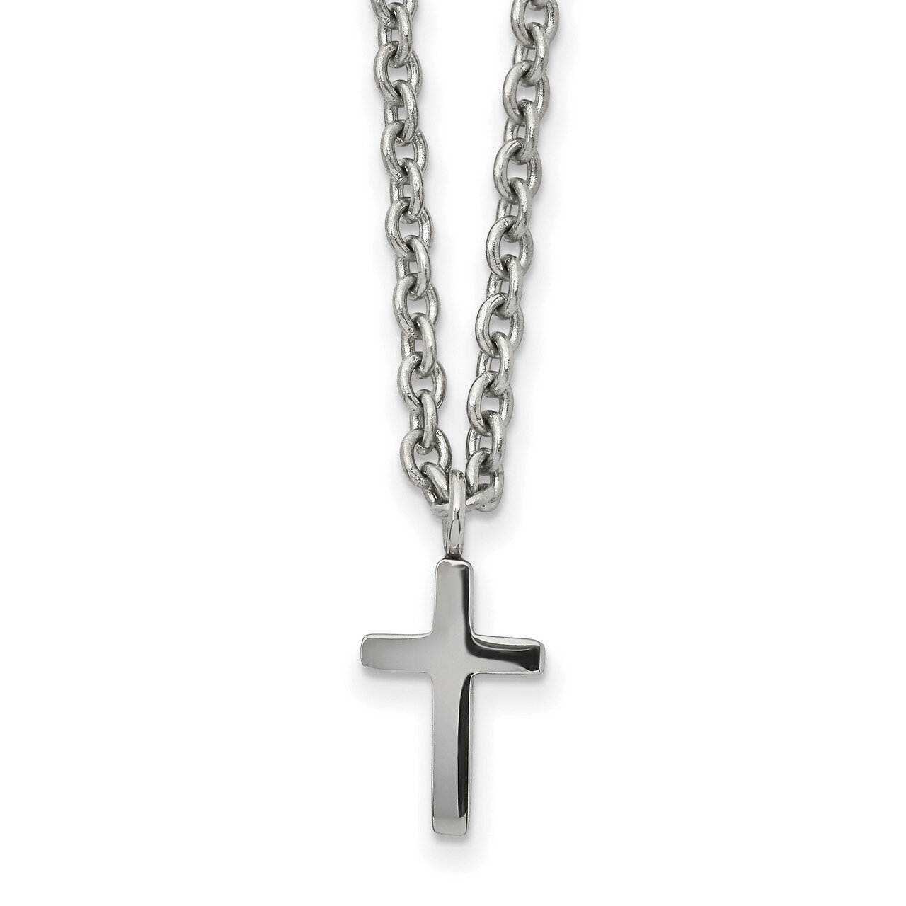 11mm Cross 18 inch Necklace Stainless Steel Polished SRN2500-18