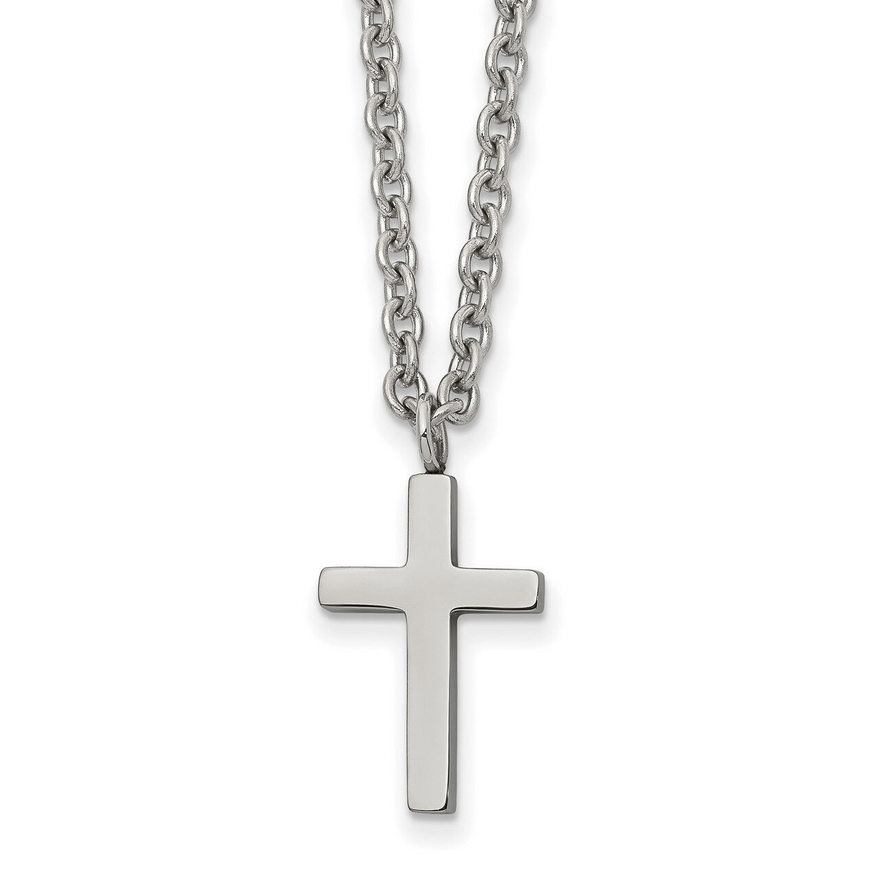 16mm Cross 18 inch Necklace Stainless Steel Polished SRN2501-18