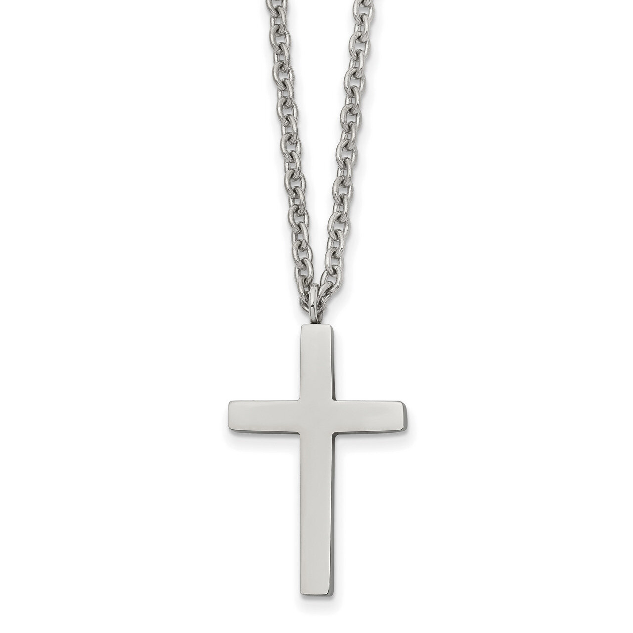 25mm Cross 18 inch Necklace Stainless Steel Polished SRN2503-18