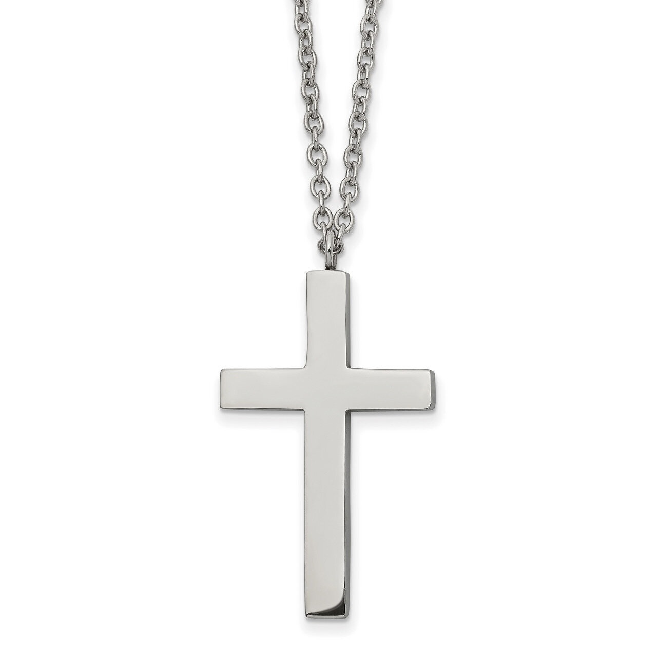 32mm Cross 18 inch Necklace Stainless Steel Polished SRN2504-18
