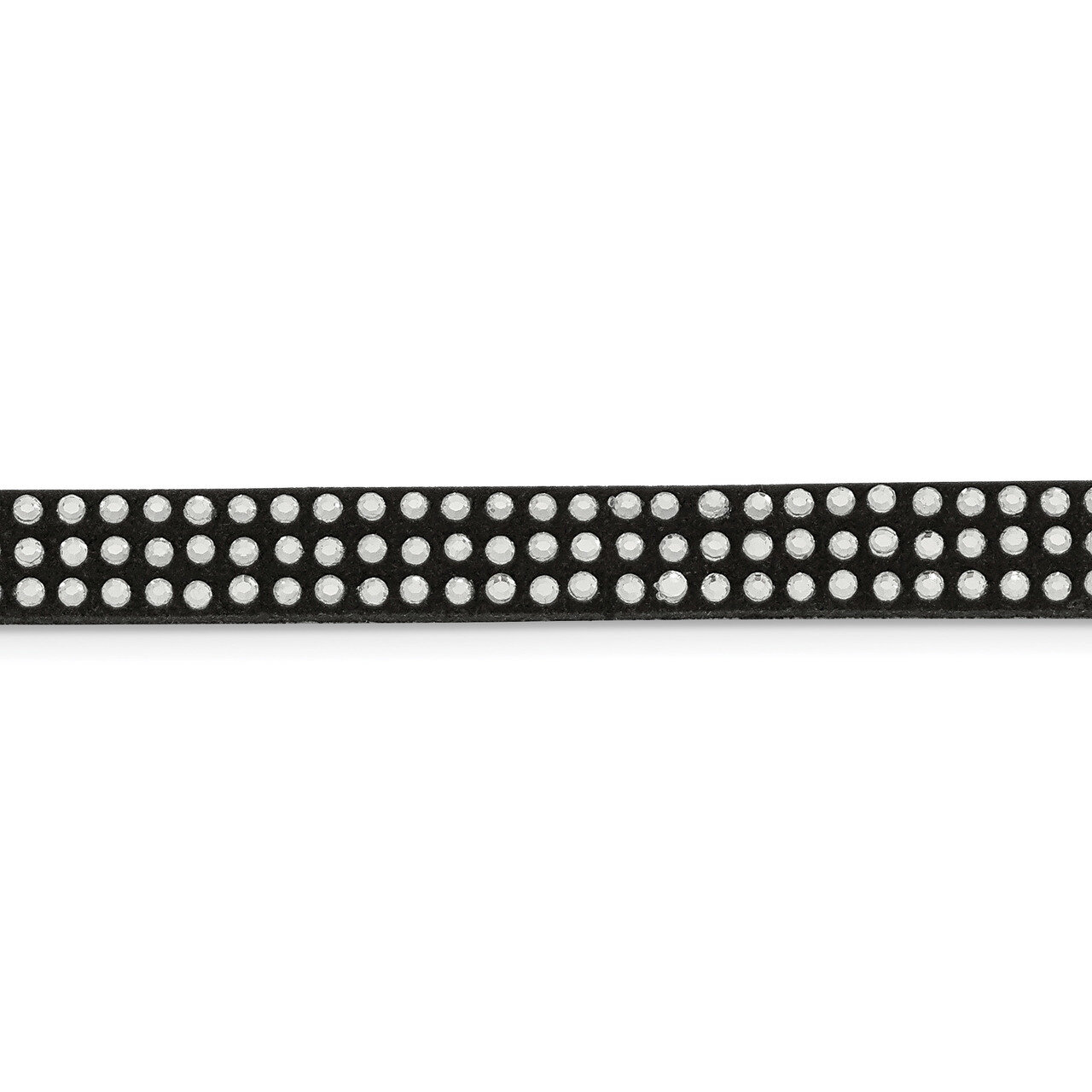 Black Leather and Crystal 11.75 Inch with 3 Inch Extender Choker Stainless Steel SRN2533-11.75 by C…