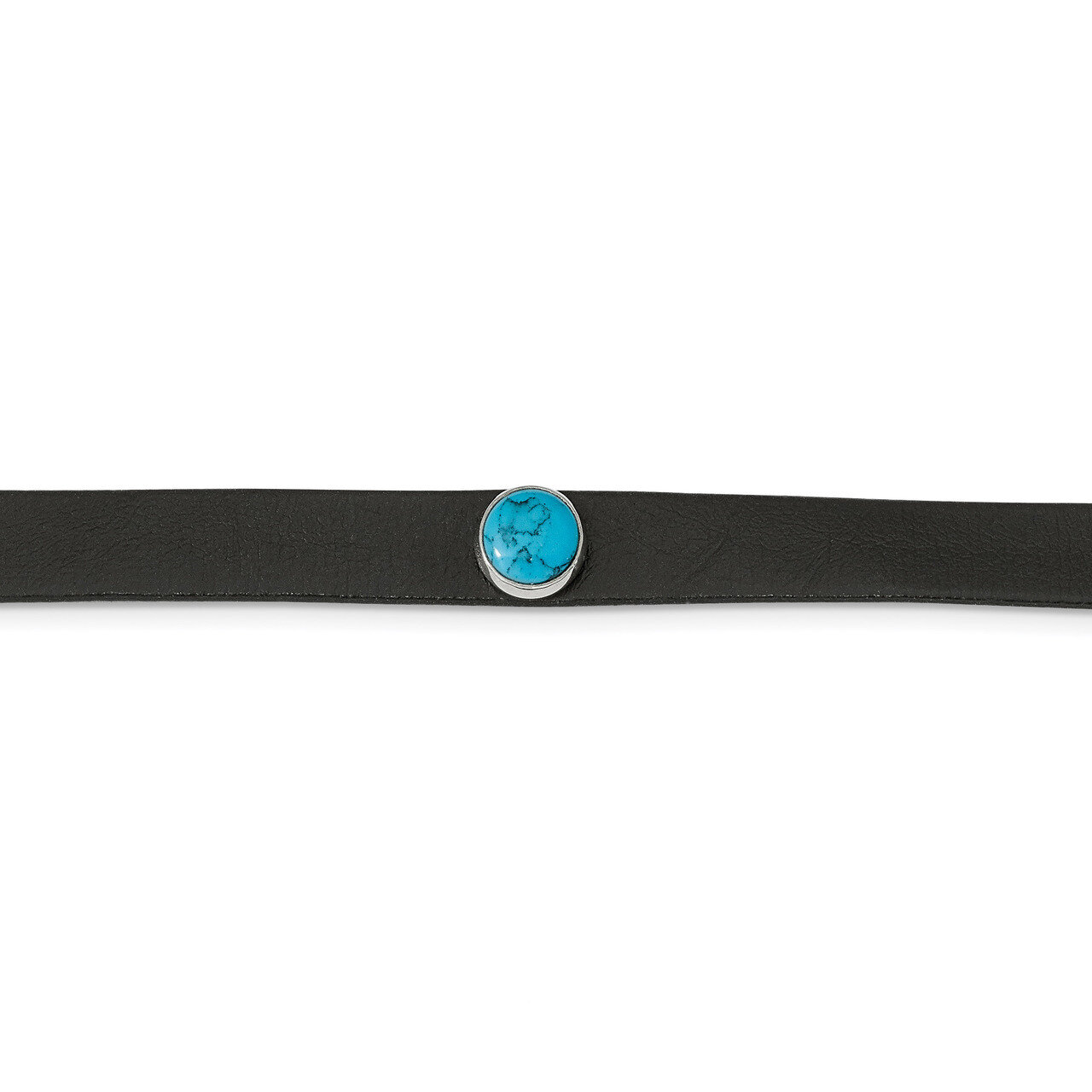 Leather with Imit.Turquoise 11.75 Inch with 3 Inch Extender Choker Stainless Steel Polished SRN2534…