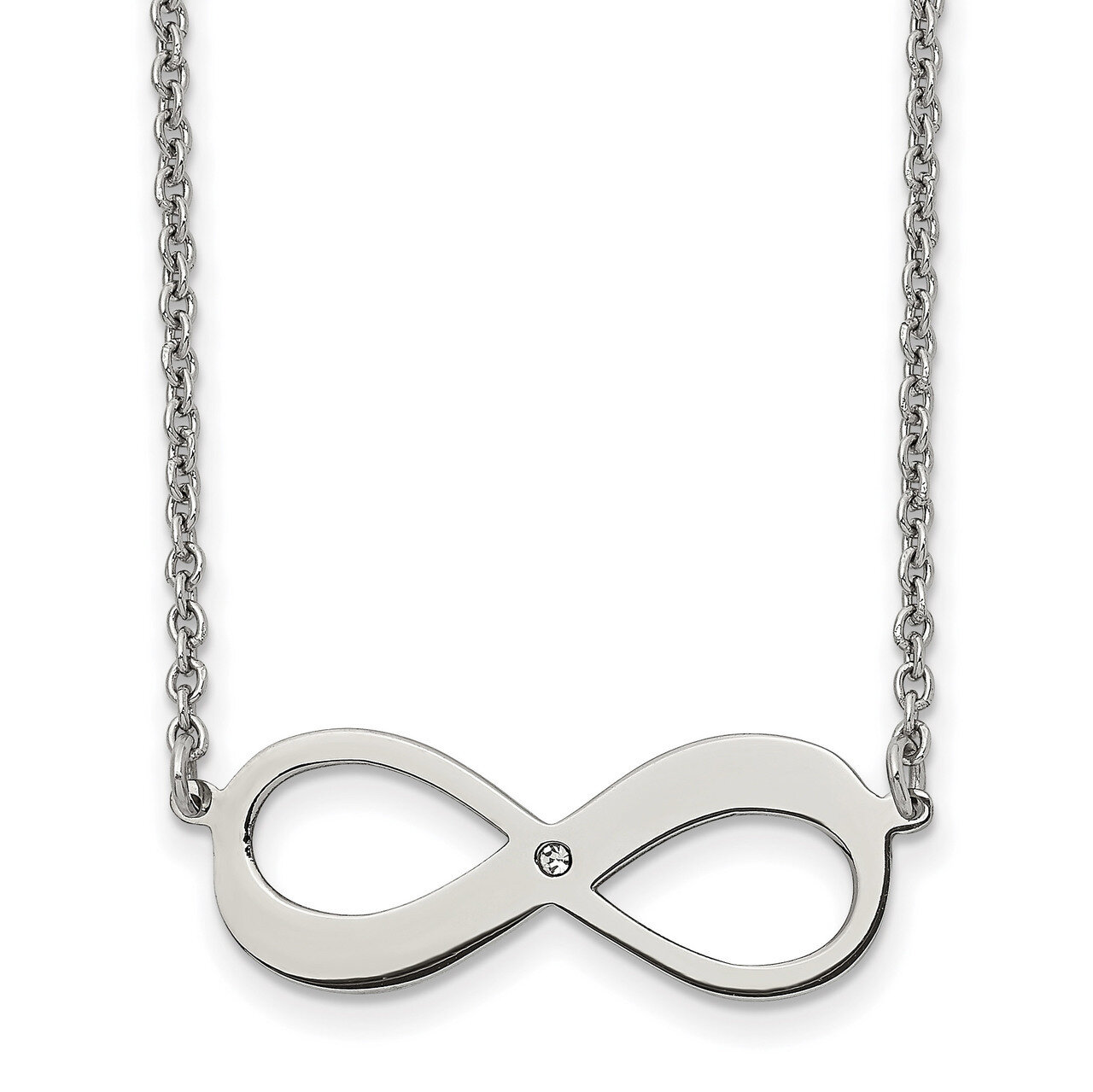 CZ Infinity Symbol 2 Inch Extender Necklace Stainless Steel Polished SRN2540-16.5 by Chisel, MPN: S…