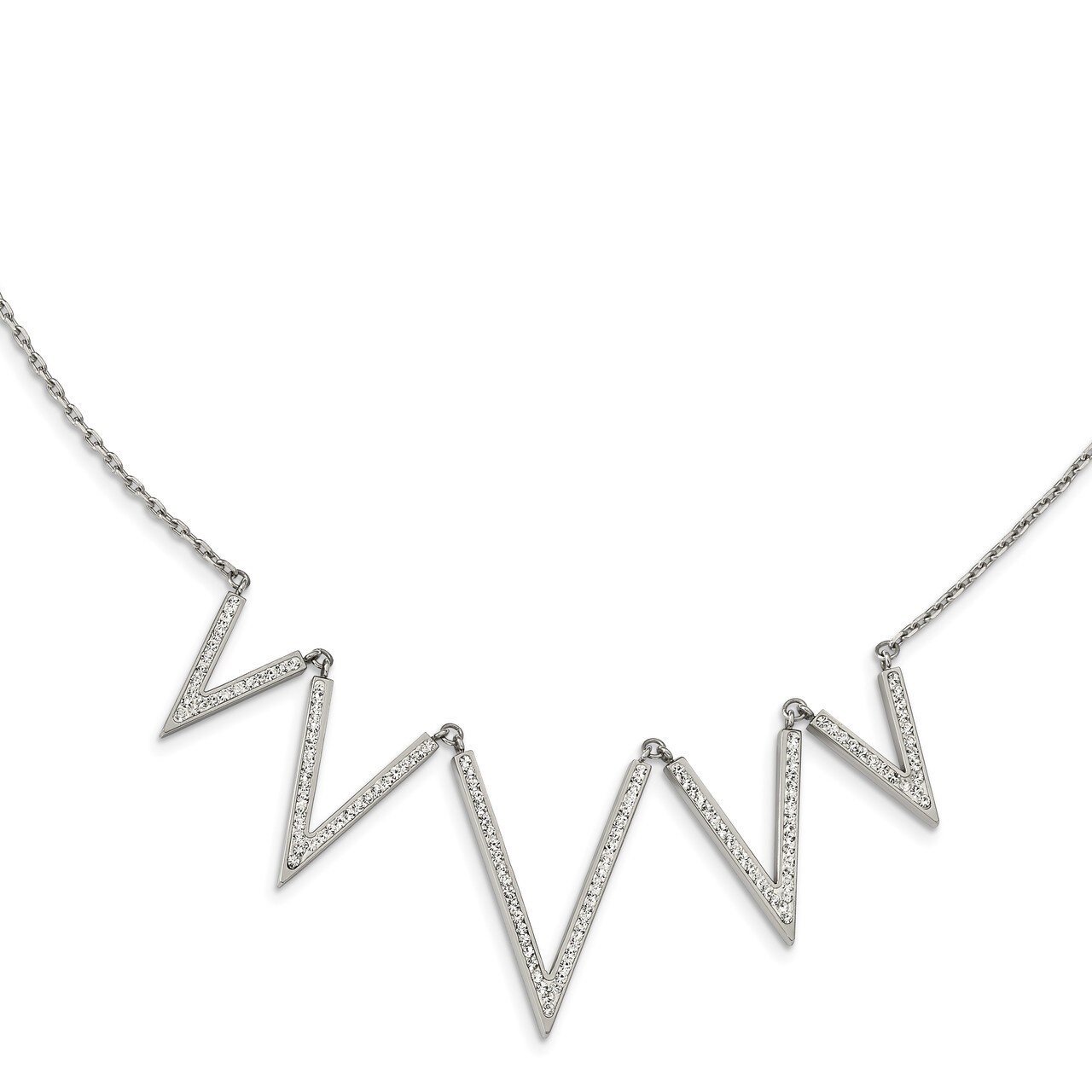 Preciosa Crystal V shape 1.25 Inch ext Necklace Stainless Steel Polished SRN2556-16.5 by Chisel, MP…