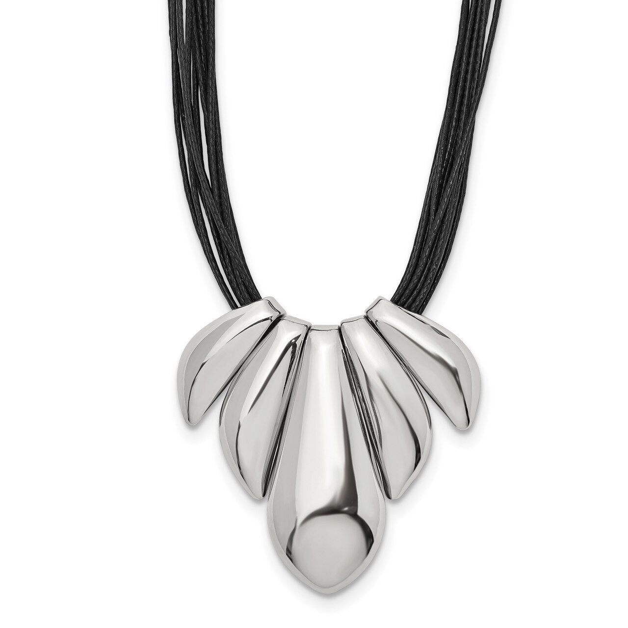 MultiStrand 17 inch with 2 Extender Wax Cord Necklace Stainless Steel Polished SRN2562-17 by Chisel…