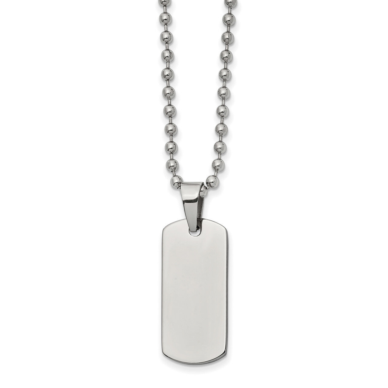 Reversible Dog Tag 22 Inch Necklace Stainless Steel Brushed and Polished SRN2595-22