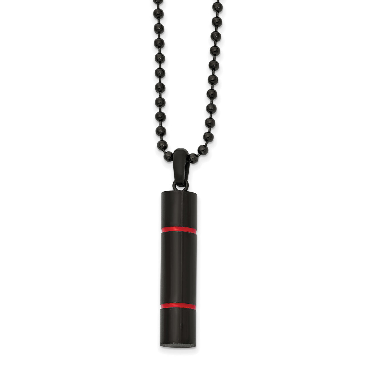 Black IP-plated with Red Enamel Necklace Stainless Steel Brushed and Polished SRN2601-22