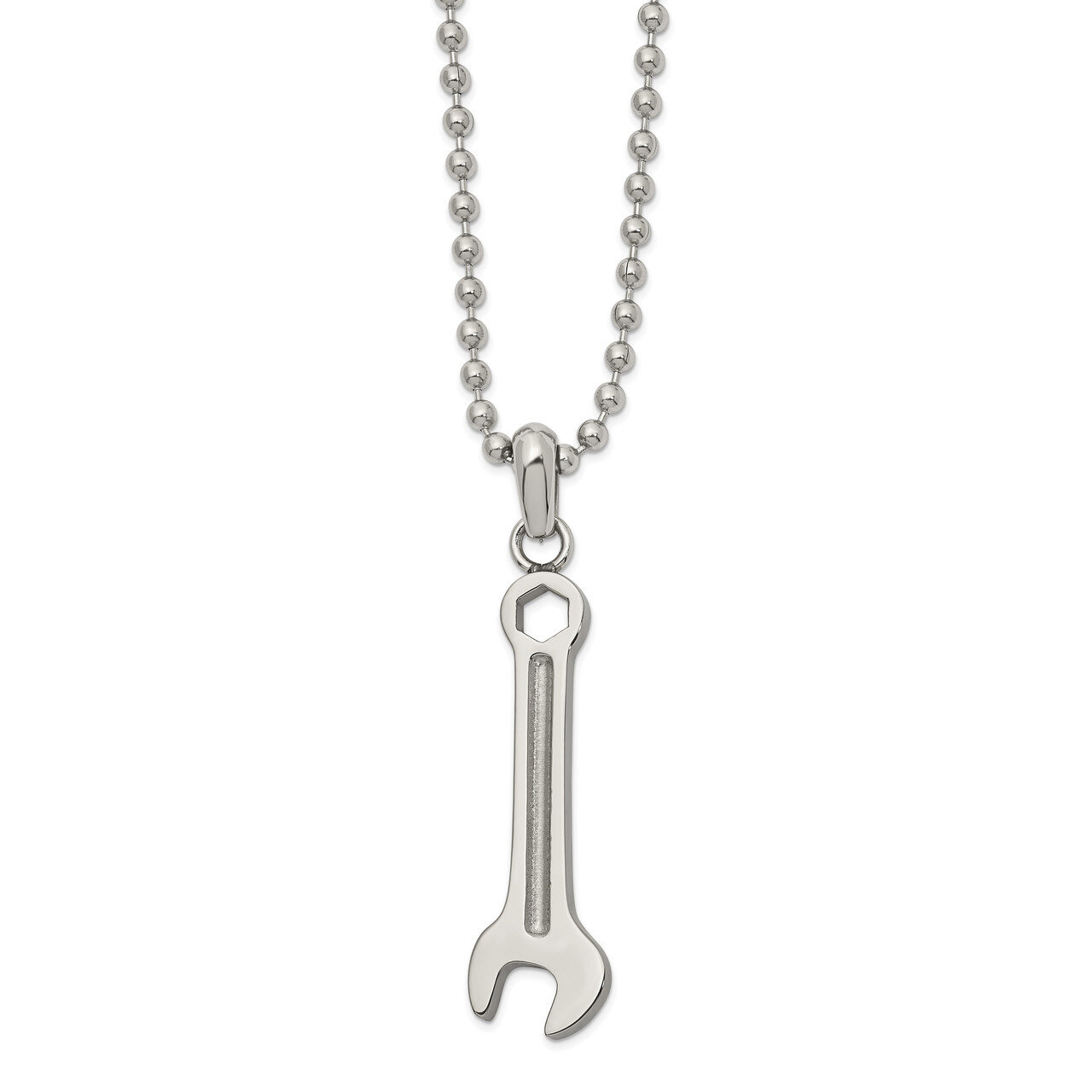 Wrench Necklace Stainless Steel Polished SRN2626-24 by Chisel, MPN: SRN2626-24, 191101673054