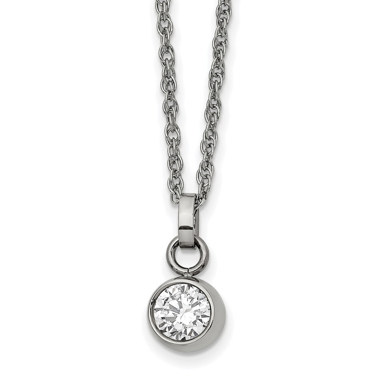 CZ 20 Inch Necklace Stainless Steel Polished SRN2641-20