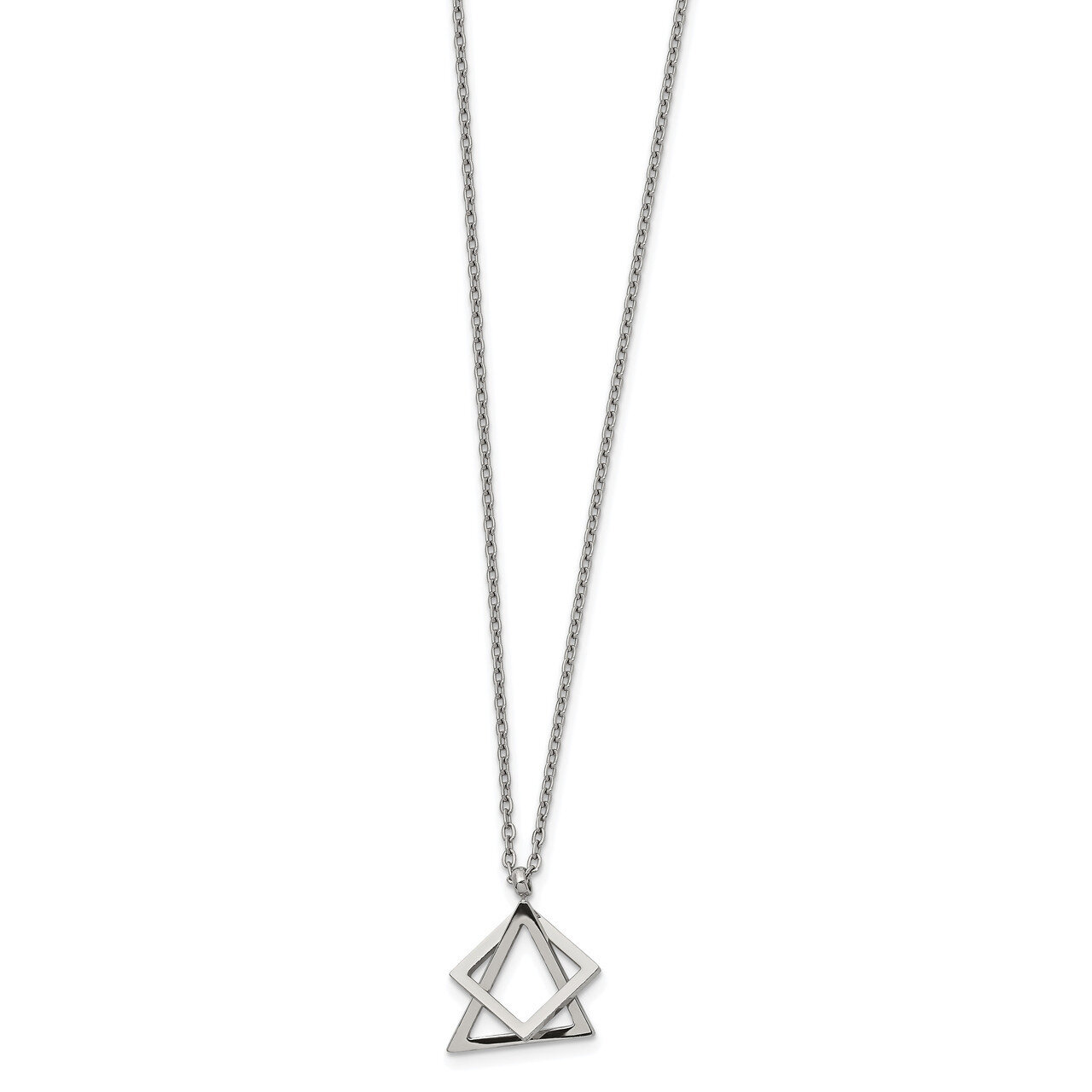 Triangle and Square 17 Inch with 2 Inch Extender Necklace Stainless Steel Polished SRN2658-17 by Ch…