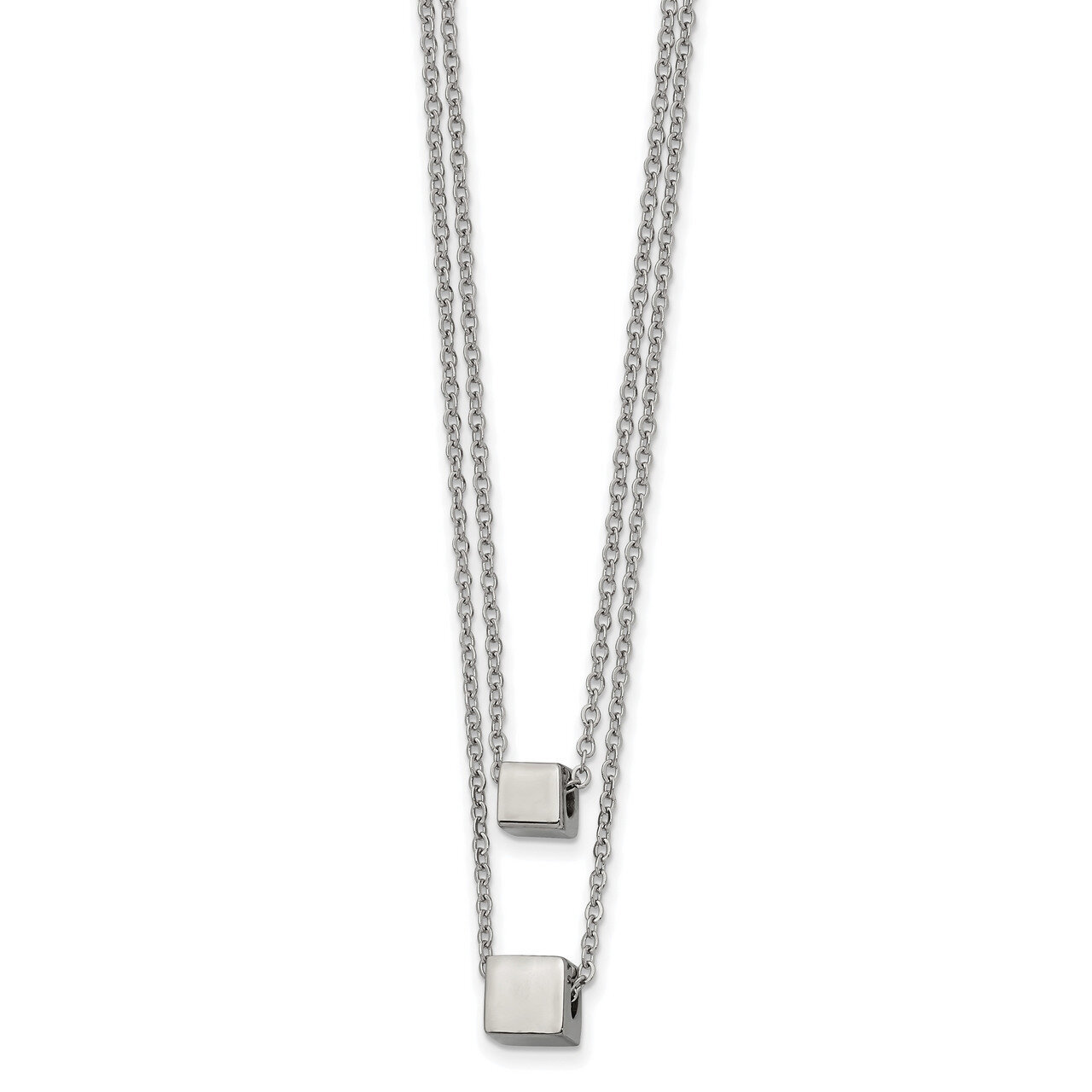Two Strand 17 Inch with 2 Inch Extender Necklace Stainless Steel Polished SRN2662-18