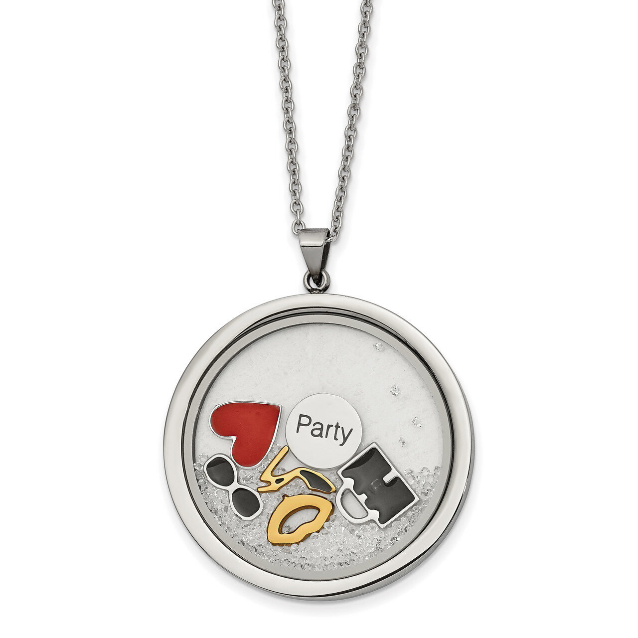 Yellow Ip-plated Enameled Crystal &amp; Charms 2 Inch Extender Necklace Stainless Steel SRN2694-18 by C…