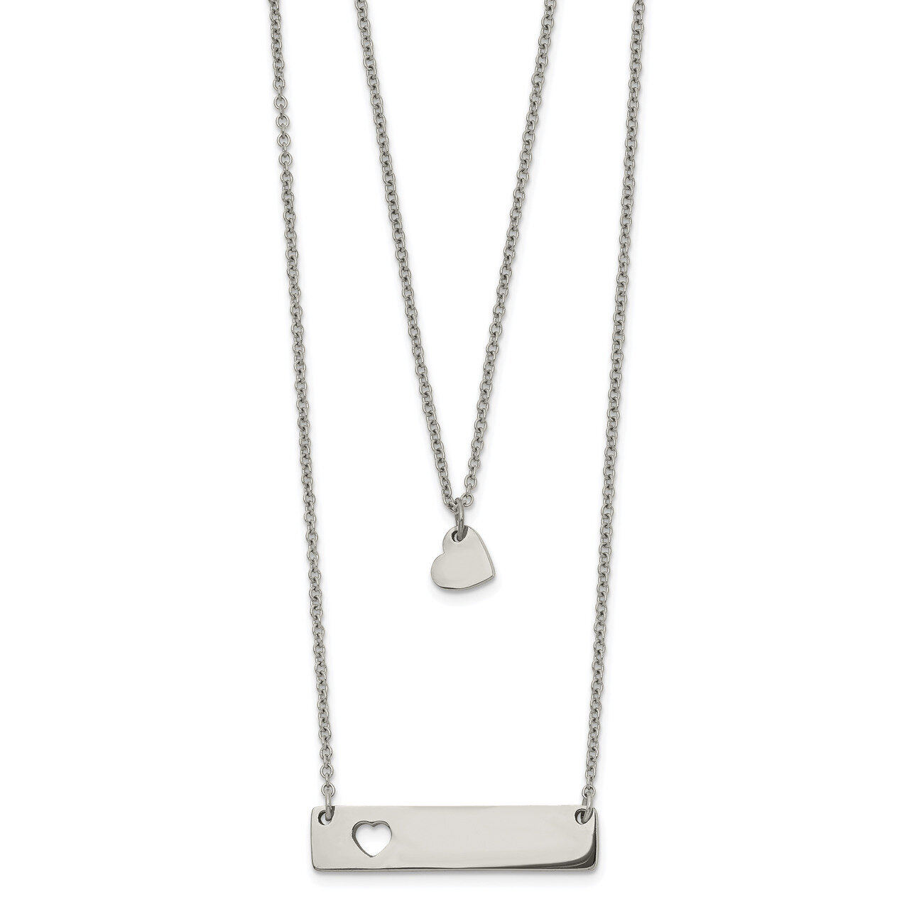 Heart and Bar Multi-strand 1.5 Inch ext Necklace Stainless Steel Polished SRN2703-15.5 by Chisel, M…