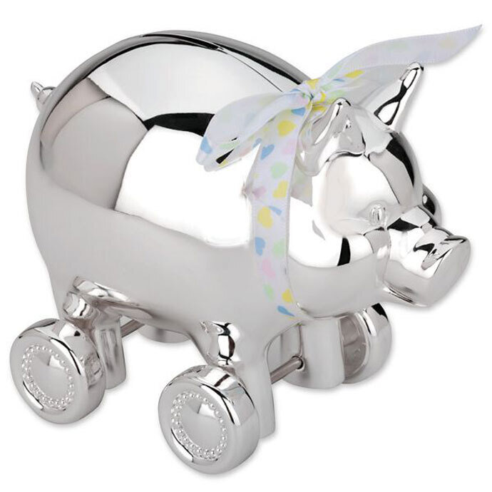 Reed and Barton Piggy With Wheels Bank 640