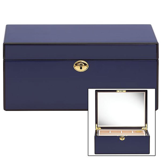 Reed and Barton Engravable Modern Lines Navy Jewelry Box 876315