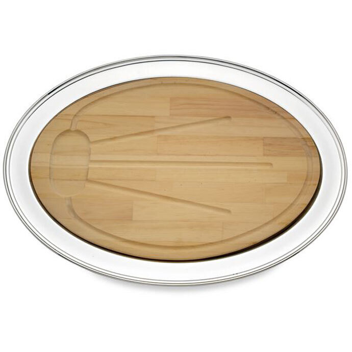 Reed and Barton Engravable Benchmark Oval Tray With Wood Board 865153, MPN: 865153, 735092251725