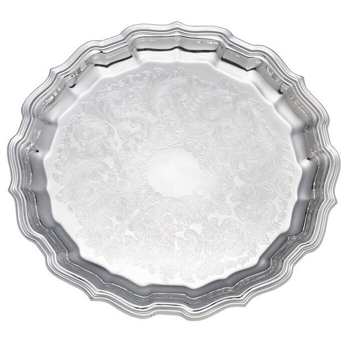 Reed and Barton Engravable Chippendale Round Tray 14 1/2 Emb 865170, MPN: 865170, 735092251893