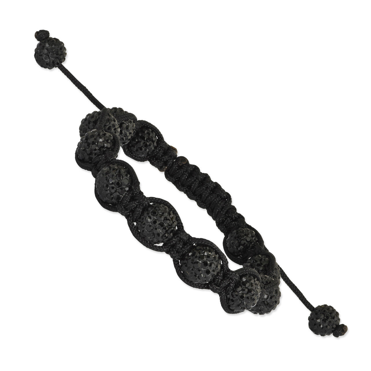 10mm Black Crystal Beads Black Cord Bracelet BF1430