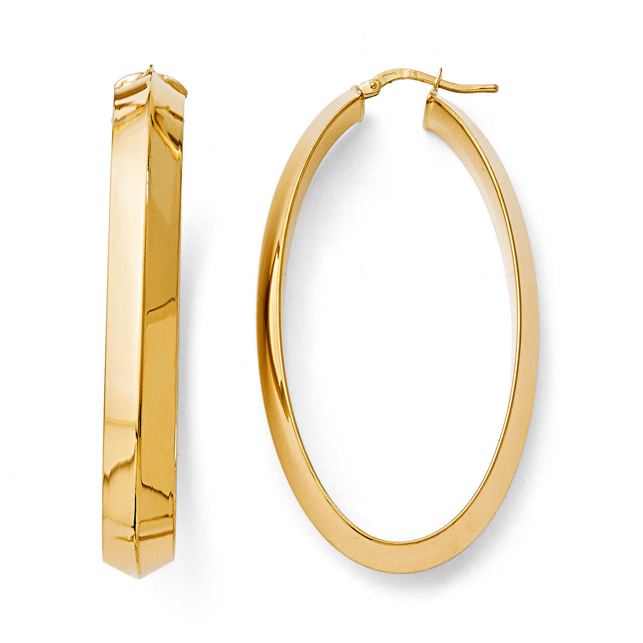 Oval Hinged Hoop Earrings Bronze Polished  BZE104