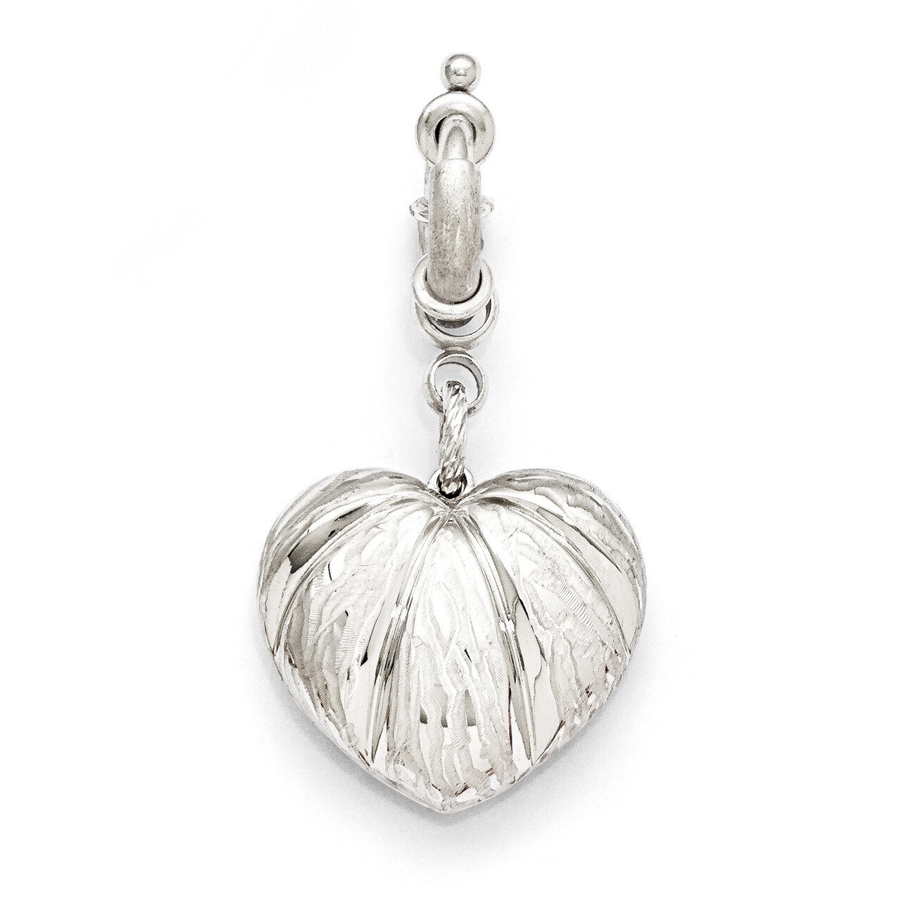Diego Massimo Etched Rhodium-plated Heart Charm Bronze DMC101