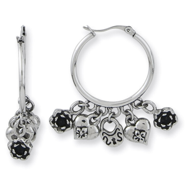 Ed Hardy Rose, Lock &amp; Heart Dangle Earrings Stainless Steel EHF317