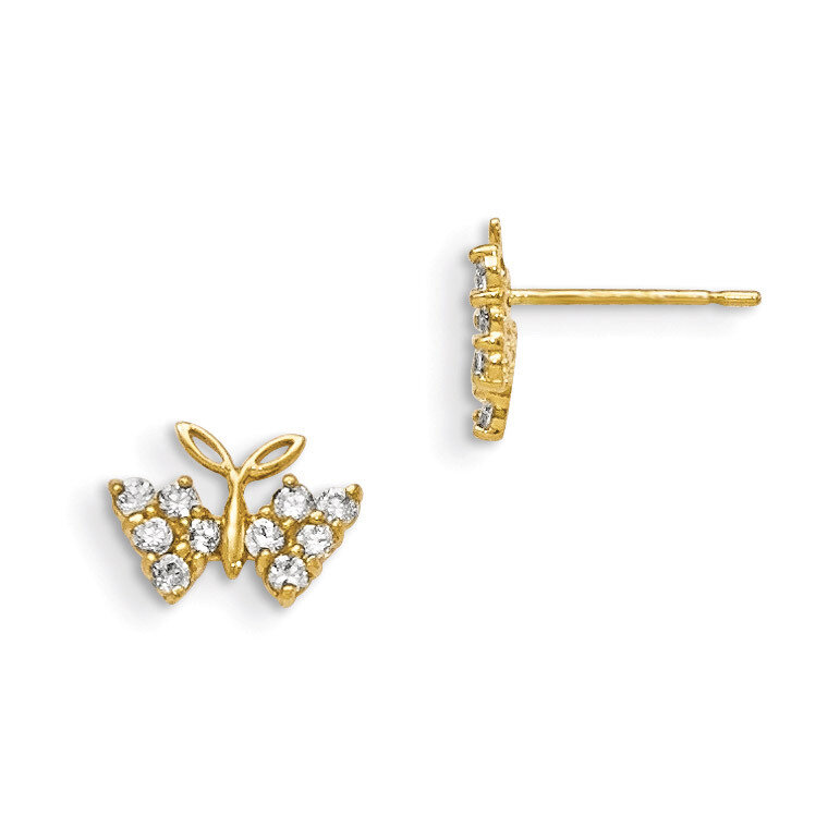 CZ Children&#39;s Butterfly Post Earrings 14k Gold GK812