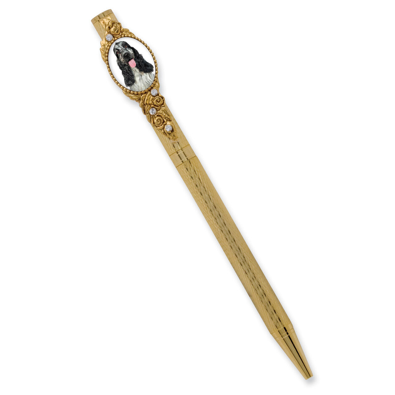 Cocker Spaniel with Crystal Refillable Ballpoint Pen Gold-Tone GM3550