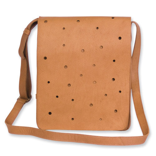 Tan Leather Slim Flap Over Messenger Bag GM4664