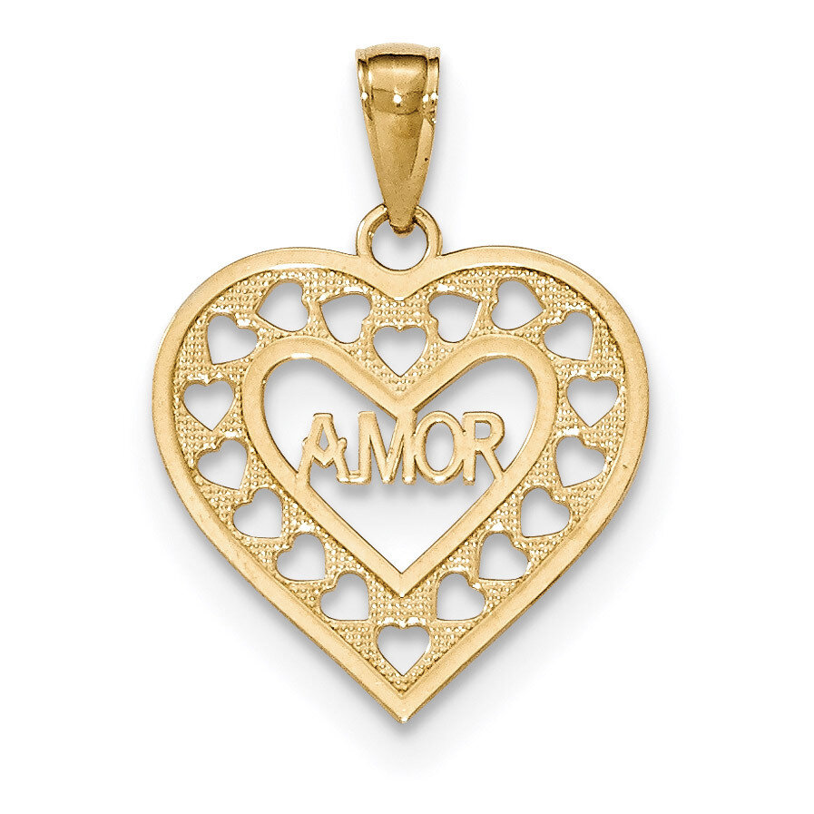 Amor in Cut-out Heart Pendant 14k Gold K5217