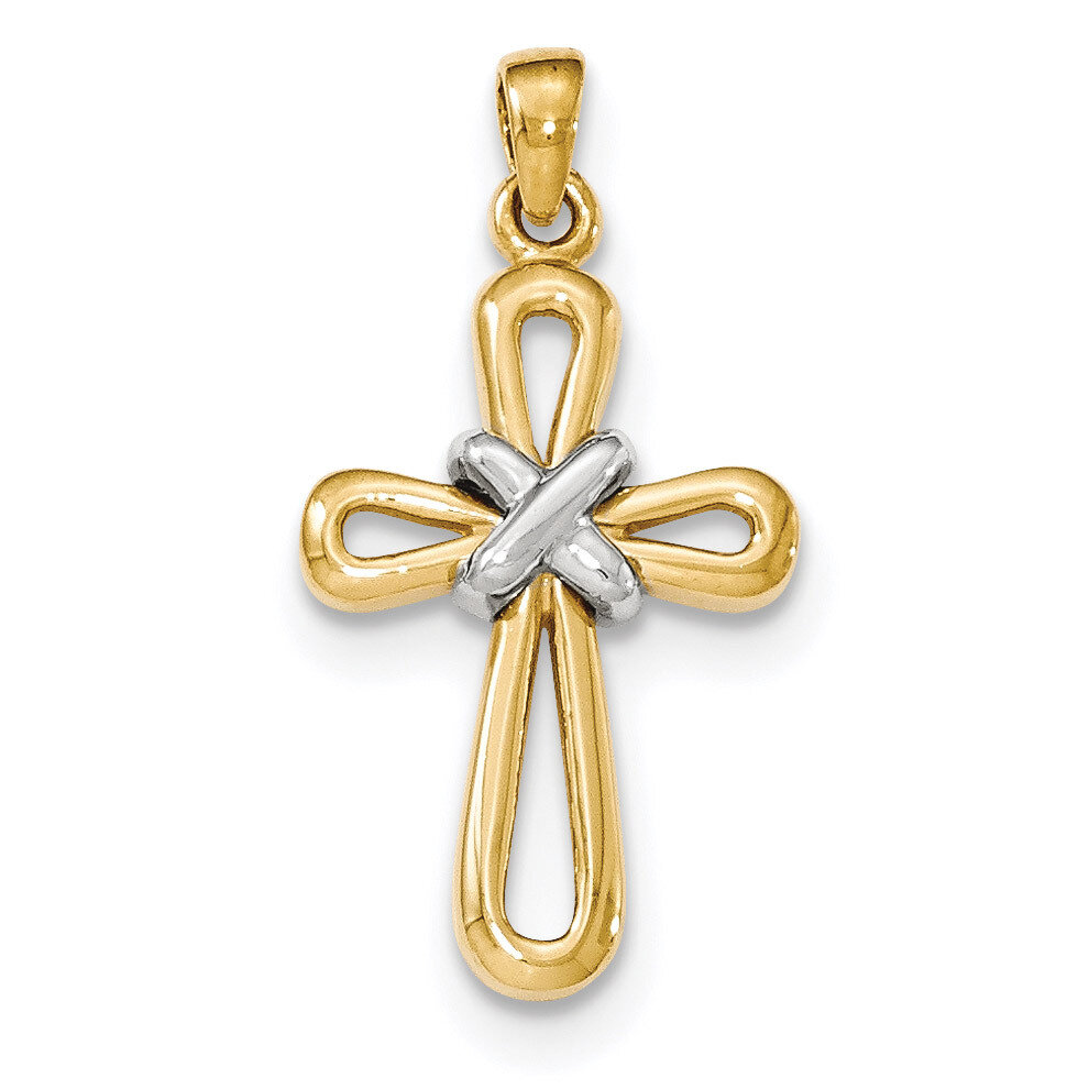 Yellow &amp; White Gold Cross with X Center Pendant 14k Gold K5479