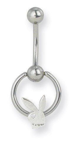 Playboy Bunny in Circle 14 Gauge Belly Ring PBB143