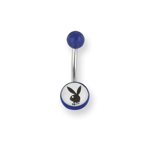 Playboy Blue with Black Bunny Belly Ring PBB144