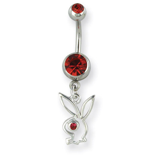 Playboy Red Crystal Bunny Dangle Belly Ring PBB154