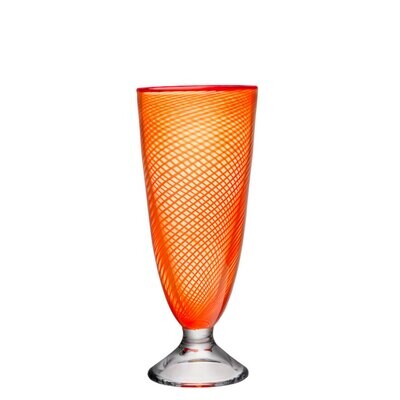 Kosta Boda Red Rim Vase Footed Orange, MPN: 7041501, 7321646014798
