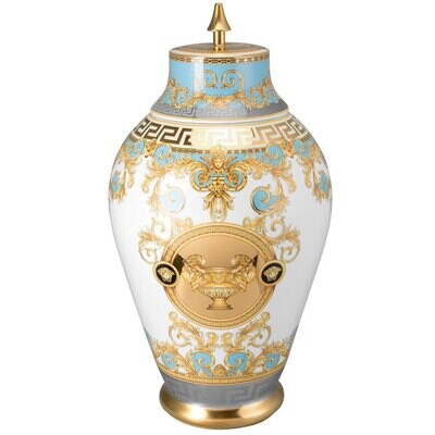 Versace Bleu Prestige Gala Vase with Lid, MPN: 14451-403638-26776, 790955989160