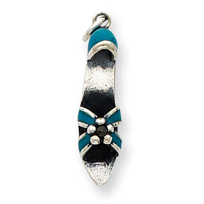 Enameled Shoe Charm Sterling Silver QC3992