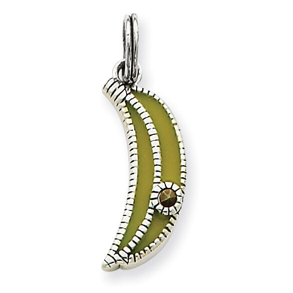 Enameled Yellow Banana Charm Sterling Silver QC4164
