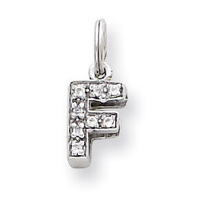 CZ Initial F Charm Sterling Silver QC4214F