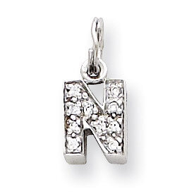 CZ Initial N Charm Sterling Silver QC4214N