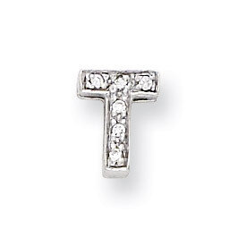 CZ Initial T Slide Sterling Silver QC4215T