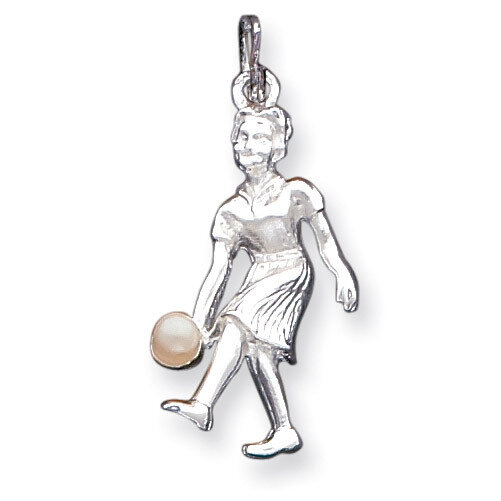Lady Bowler with Simulated Pearl Charm Sterling Silver QC5098