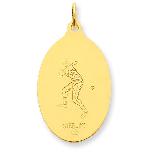 24k Gold-plated Saint Christopher Baseball Medal Sterling Silver QC5629
