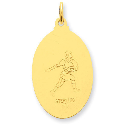 24k Gold-plated Saint Christopher Football Medal Sterling Silver QC5630