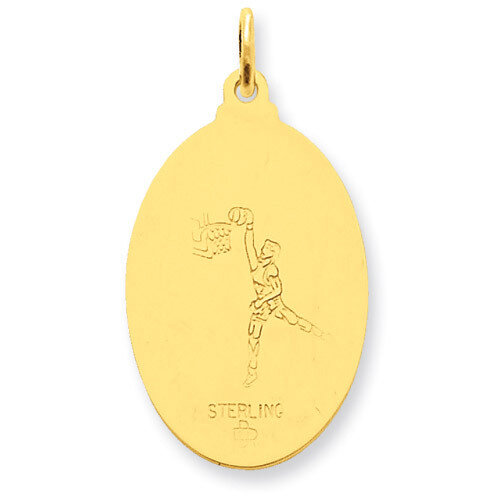 24k Gold-plated Saint Christopher Basketball Medal Sterling Silver QC5631