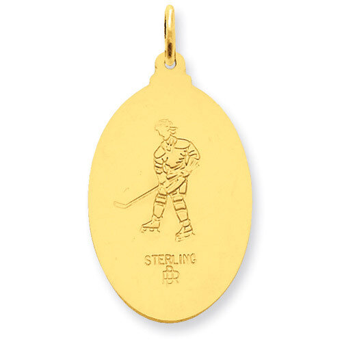 24k Gold-plated Saint Christopher Hockey Medal Sterling Silver QC5634