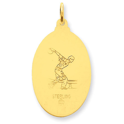 24k Gold-plated Saint Christopher Bowling Medal Sterling Silver QC5635